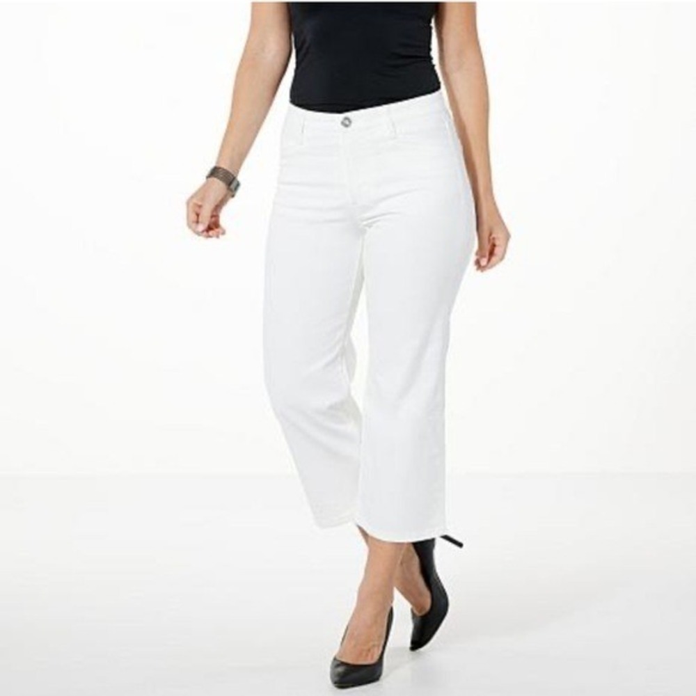 WynneDenim Performance Stretch Wide Leg Crop Jean White - 4P